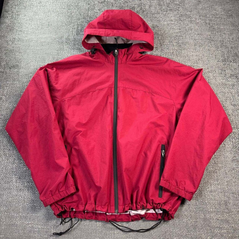 Mountain Equipment Co-op Windbreaker Jacket Mens XL Red Ripstop Hooded Gorpcore